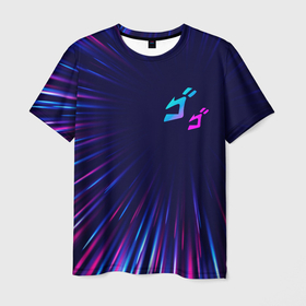 Мужская футболка 3D с принтом JoJo Bizarre Adventure neon blast lines в Санкт-Петербурге, 100% полиэфир | прямой крой, круглый вырез горловины, длина до линии бедер | Тематика изображения на принте: 