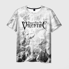 Мужская футболка 3D с принтом Bullet For My Valentine white graphite в Курске, 100% полиэфир | прямой крой, круглый вырез горловины, длина до линии бедер | Тематика изображения на принте: 