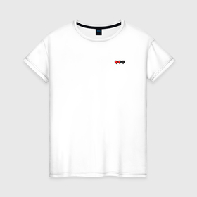 Женская футболка хлопок с принтом Майнкрафт сердечки в Курске, 100% хлопок | прямой крой, круглый вырез горловины, длина до линии бедер, слегка спущенное плечо | 