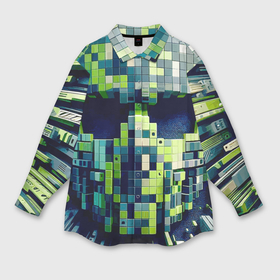 Женская рубашка oversize 3D с принтом Cyber face   ai art fantasy в Екатеринбурге,  |  | 