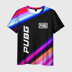 Мужская футболка 3D с принтом PUBG speed game lights в Санкт-Петербурге, 100% полиэфир | прямой крой, круглый вырез горловины, длина до линии бедер | Тематика изображения на принте: 
