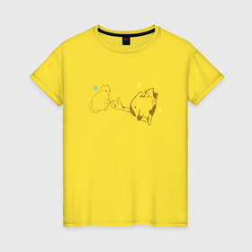 Женская футболка хлопок с принтом Дружные котяры в Новосибирске, 100% хлопок | прямой крой, круглый вырез горловины, длина до линии бедер, слегка спущенное плечо | 