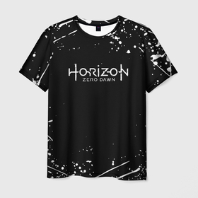 Мужская футболка 3D с принтом Horizon Zero Dawn всплеск красок в Петрозаводске, 100% полиэфир | прямой крой, круглый вырез горловины, длина до линии бедер | 