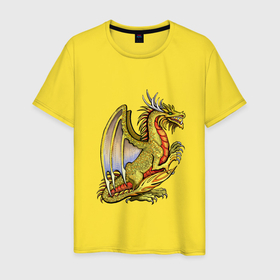 Мужская футболка хлопок с принтом HOMM3 gold dragon в Новосибирске, 100% хлопок | прямой крой, круглый вырез горловины, длина до линии бедер, слегка спущенное плечо. | 