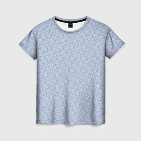 Женская футболка 3D с принтом Светлый серо голубой в мелкий рисунок , 100% полиэфир ( синтетическое хлопкоподобное полотно) | прямой крой, круглый вырез горловины, длина до линии бедер | 