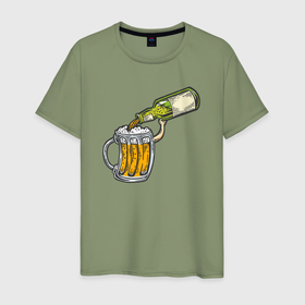 Мужская футболка хлопок с принтом Наливаю пивко в Тюмени, 100% хлопок | прямой крой, круглый вырез горловины, длина до линии бедер, слегка спущенное плечо. | Тематика изображения на принте: 