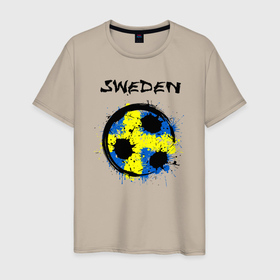 Мужская футболка хлопок с принтом Сборная   Швеция в Курске, 100% хлопок | прямой крой, круглый вырез горловины, длина до линии бедер, слегка спущенное плечо. | 
