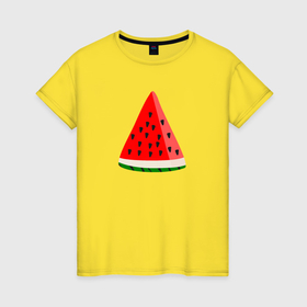 Женская футболка хлопок с принтом Watermelon , 100% хлопок | прямой крой, круглый вырез горловины, длина до линии бедер, слегка спущенное плечо | 