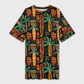 Платье-футболка 3D с принтом Африканские узоры ананас в Тюмени,  |  | 