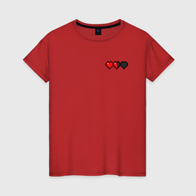 Женская футболка хлопок с принтом Майнкрафт сердечки большие в Новосибирске, 100% хлопок | прямой крой, круглый вырез горловины, длина до линии бедер, слегка спущенное плечо | 