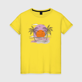 Женская футболка хлопок с принтом Морская природа пейзаж в Тюмени, 100% хлопок | прямой крой, круглый вырез горловины, длина до линии бедер, слегка спущенное плечо | 