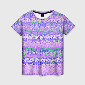 Женская футболка 3D с принтом Светлый сиреневый узор полосами в Екатеринбурге, 100% полиэфир ( синтетическое хлопкоподобное полотно) | прямой крой, круглый вырез горловины, длина до линии бедер | 
