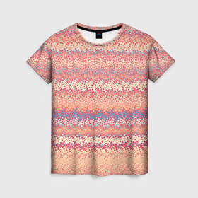Женская футболка 3D с принтом Персиковый полосатый узор в Белгороде, 100% полиэфир ( синтетическое хлопкоподобное полотно) | прямой крой, круглый вырез горловины, длина до линии бедер | 