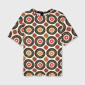 Женская футболка oversize 3D с принтом Африканские узоры круг в Тюмени,  |  | 