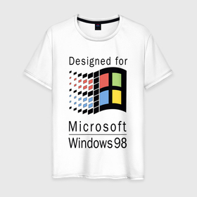 Мужская футболка хлопок с принтом Разработанный для windows 98 в Кировске, 100% хлопок | прямой крой, круглый вырез горловины, длина до линии бедер, слегка спущенное плечо. | 