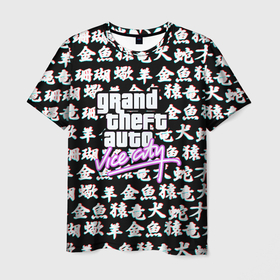 Мужская футболка 3D с принтом GTA vice city japan в Курске, 100% полиэфир | прямой крой, круглый вырез горловины, длина до линии бедер | Тематика изображения на принте: 