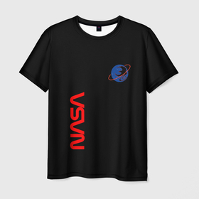 Мужская футболка 3D с принтом Nasa космический бренд в Кировске, 100% полиэфир | прямой крой, круглый вырез горловины, длина до линии бедер | 