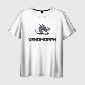 Мужская футболка 3D с принтом Чужой xenomorph в Екатеринбурге, 100% полиэфир | прямой крой, круглый вырез горловины, длина до линии бедер | Тематика изображения на принте: 