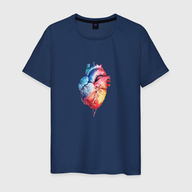 Мужская футболка хлопок с принтом Краски сердца , 100% хлопок | прямой крой, круглый вырез горловины, длина до линии бедер, слегка спущенное плечо. | 