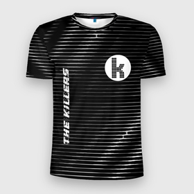 Мужская футболка 3D Slim с принтом The Killers metal rock lines в Санкт-Петербурге, 100% полиэстер с улучшенными характеристиками | приталенный силуэт, круглая горловина, широкие плечи, сужается к линии бедра | Тематика изображения на принте: 