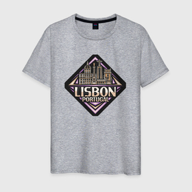 Мужская футболка хлопок с принтом Лиссабон   Португалия в Тюмени, 100% хлопок | прямой крой, круглый вырез горловины, длина до линии бедер, слегка спущенное плечо. | 