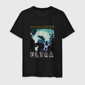 Мужская футболка хлопок с принтом Depeche Mode   Ultra mode logo в Тюмени, 100% хлопок | прямой крой, круглый вырез горловины, длина до линии бедер, слегка спущенное плечо. | 