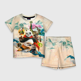Детский костюм с шортами 3D с принтом Кунгфу панда 4 главные герои ,  |  | 