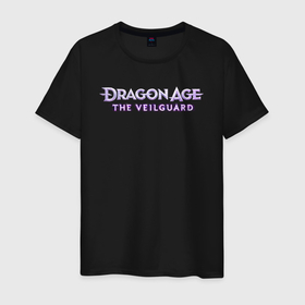 Мужская футболка хлопок с принтом Dragon age the veilguard logo в Екатеринбурге, 100% хлопок | прямой крой, круглый вырез горловины, длина до линии бедер, слегка спущенное плечо. | Тематика изображения на принте: 