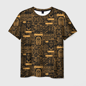 Мужская футболка 3D с принтом Египетский орнамент   паттерн в Курске, 100% полиэфир | прямой крой, круглый вырез горловины, длина до линии бедер | Тематика изображения на принте: 