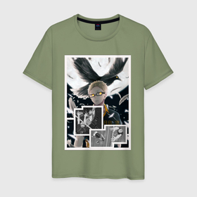 Мужская футболка хлопок с принтом Цукишима: Волейбол   Haikyuu в Белгороде, 100% хлопок | прямой крой, круглый вырез горловины, длина до линии бедер, слегка спущенное плечо. | Тематика изображения на принте: 