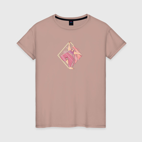 Женская футболка хлопок с принтом Йога девушка в Санкт-Петербурге, 100% хлопок | прямой крой, круглый вырез горловины, длина до линии бедер, слегка спущенное плечо | 