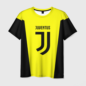 Мужская футболка 3D с принтом Juventus sport geometry yellow , 100% полиэфир | прямой крой, круглый вырез горловины, длина до линии бедер | Тематика изображения на принте: 
