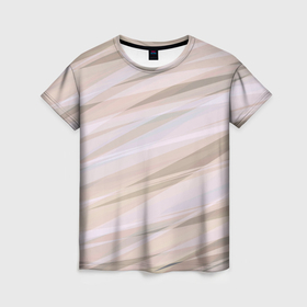 Женская футболка 3D с принтом Бежевый абстрактные полосы в Санкт-Петербурге, 100% полиэфир ( синтетическое хлопкоподобное полотно) | прямой крой, круглый вырез горловины, длина до линии бедер | 