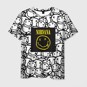 Мужская футболка 3D с принтом Nirvana rock pattern в Санкт-Петербурге, 100% полиэфир | прямой крой, круглый вырез горловины, длина до линии бедер | Тематика изображения на принте: 