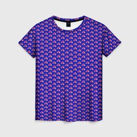 Женская футболка 3D с принтом Паттерн облака из сердечек в Рязани, 100% полиэфир ( синтетическое хлопкоподобное полотно) | прямой крой, круглый вырез горловины, длина до линии бедер | 