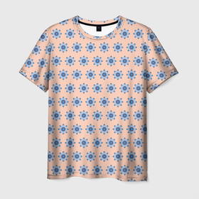 Мужская футболка 3D с принтом Бежевый паттерн шестеренки в Кировске, 100% полиэфир | прямой крой, круглый вырез горловины, длина до линии бедер | 