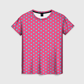 Женская футболка 3D с принтом Паттерн голубые ромбики в Санкт-Петербурге, 100% полиэфир ( синтетическое хлопкоподобное полотно) | прямой крой, круглый вырез горловины, длина до линии бедер | Тематика изображения на принте: 