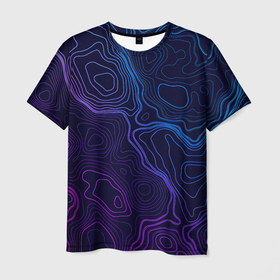 Мужская футболка 3D с принтом Абстрактная топографическая карта в Кировске, 100% полиэфир | прямой крой, круглый вырез горловины, длина до линии бедер | 