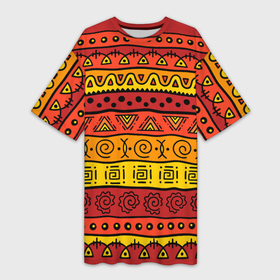 Платье-футболка 3D с принтом Африканские этнический орнамент в Санкт-Петербурге,  |  | 