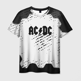 Мужская футболка 3D с принтом AC DC текстура рок , 100% полиэфир | прямой крой, круглый вырез горловины, длина до линии бедер | Тематика изображения на принте: 