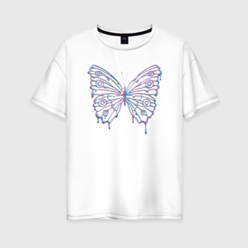 Женская футболка хлопок Oversize с принтом Y2k бабочка в Санкт-Петербурге, 100% хлопок | свободный крой, круглый ворот, спущенный рукав, длина до линии бедер
 | Тематика изображения на принте: 