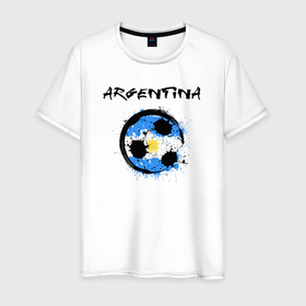 Мужская футболка хлопок с принтом Сборная   Аргентина , 100% хлопок | прямой крой, круглый вырез горловины, длина до линии бедер, слегка спущенное плечо. | Тематика изображения на принте: 
