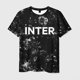 Мужская футболка 3D с принтом Inter black ice в Санкт-Петербурге, 100% полиэфир | прямой крой, круглый вырез горловины, длина до линии бедер | Тематика изображения на принте: 