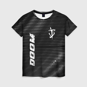 Женская футболка 3D с принтом Doom metal game lines в Кировске, 100% полиэфир ( синтетическое хлопкоподобное полотно) | прямой крой, круглый вырез горловины, длина до линии бедер | 