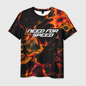 Мужская футболка 3D с принтом Need for Speed red lava в Кировске, 100% полиэфир | прямой крой, круглый вырез горловины, длина до линии бедер | Тематика изображения на принте: 
