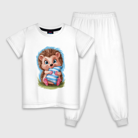 Детская пижама хлопок с принтом Ёжик с подушкой в Белгороде, 100% хлопок |  брюки и футболка прямого кроя, без карманов, на брюках мягкая резинка на поясе и по низу штанин
 | Тематика изображения на принте: 