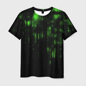 Мужская футболка 3D с принтом Геометрический эффект матрицы в Екатеринбурге, 100% полиэфир | прямой крой, круглый вырез горловины, длина до линии бедер | Тематика изображения на принте: 