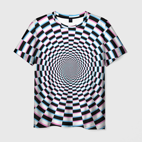 Мужская футболка 3D с принтом Оптическая иллюзия с погружением , 100% полиэфир | прямой крой, круглый вырез горловины, длина до линии бедер | 
