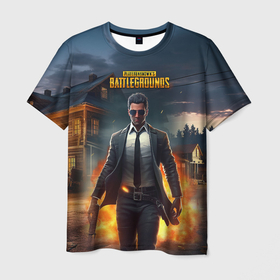 Мужская футболка 3D с принтом PUBG персонаж после взрыва в Санкт-Петербурге, 100% полиэфир | прямой крой, круглый вырез горловины, длина до линии бедер | Тематика изображения на принте: 