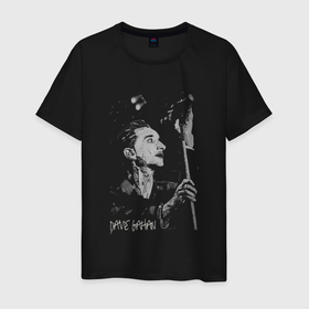 Мужская футболка хлопок с принтом Depeche Mode   Gahan microphone в Тюмени, 100% хлопок | прямой крой, круглый вырез горловины, длина до линии бедер, слегка спущенное плечо. | 